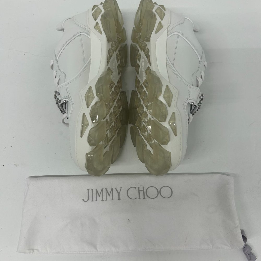Jimmy Choo Men's White Diamond X Strap Low-Top Sneakers - Picture 5 of 9